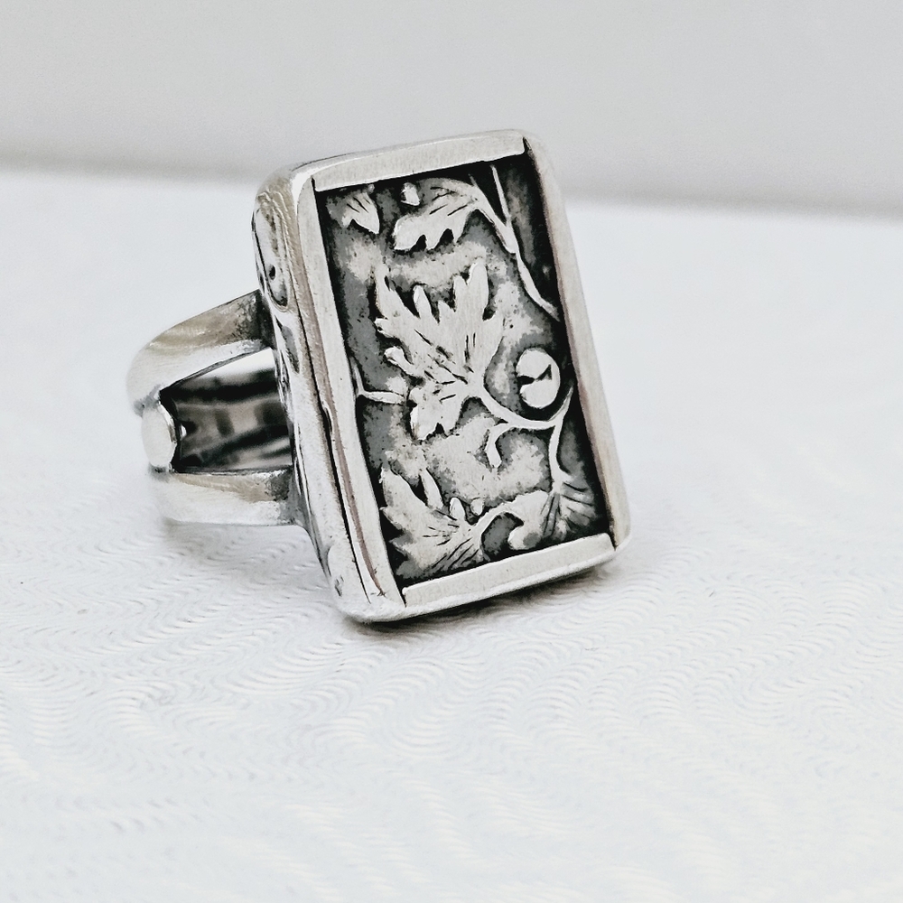 Silpada Sterling Silver Rectangular Leaf Vine Rin… - image 5